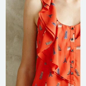 Anthropologie Maeve Orange Aurelie Monuments Tank